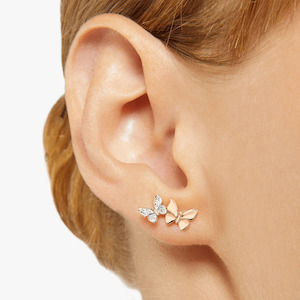 Dodo Earrings: Dodo Butterfly Earring in 9k Rose Gold with Diamonds