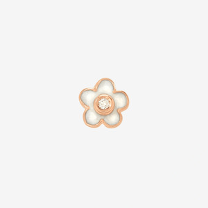 Dodo Flower Stud Earring in 9k Rose Gold with Mother of Pearl Effect Enamel