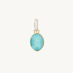 Pendants With Chain: Nanis Muse Boule Amazonite Pendant in Gold with Diamonds (Small)