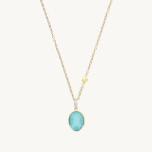 Nanis Muse Boule Amazonite Pendant in Gold with Diamonds (Medium)