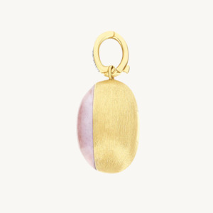 Pendants With Chain: Nanis Muse Boule Pink Quartz Pendant in Gold with Diamonds (Large)