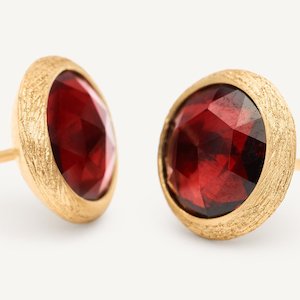 Marco Bicego Jaipur 18k Gold Red Garnet Stud Earrings