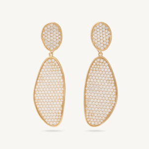 Type Drop Earrings: Marco Bicego Lunaria Double Drop 18k Gold and Diamond Earrings