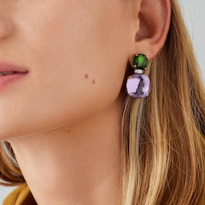 Type Drop Earrings: Marco Bicego Green Tournaline and Purple Amethyst Gemstone Earrings
