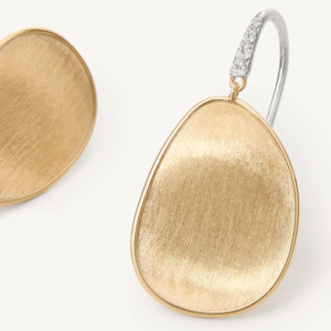 Type Drop Earrings: Marco Bicego Lunaria 18k Gold Earrings with Diamond French Hook Detail