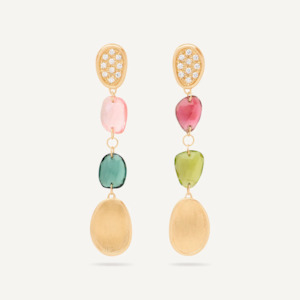 Type Drop Earrings: Marco Bicego Lunaria Colour 18K Yellow Gold Gemstone Drop Earrings with Diamonds