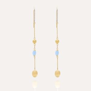 Nanis Azure Gold and Aquamarine Drop Earrings with Diamond Details