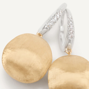 Type Drop Earrings: Marco Bicego Africa 18K Yellow Gold Pendant Earrings With Diamond Clasp