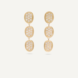 Type Drop Earrings: Marco Bicego Lunaria Gold Three Chandelier Diamond Earrings