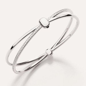 Pomellato Bracelets: Pomellato Together Bangle in 18k White Gold with Diamonds