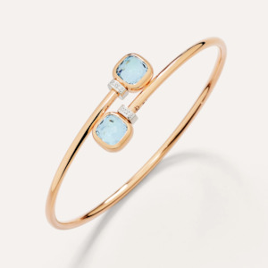 Pomellato Nudo Mini Bangle Bracelet with Sky Blue Topaz and Diamond Detail