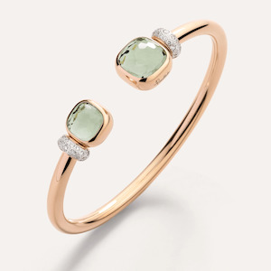 Pomellato Nudo 18k Gold Bangle with Diamonds and Prasiolite