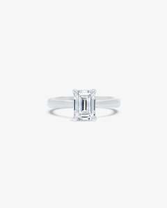 Solitaire Collection: Classica Emerald Solitaire Diamond Engagement Ring in White Gold