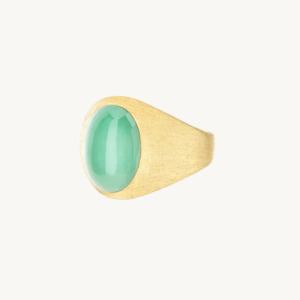 Gold Rings: Nanis Muse Gold Signet Ring with Jadeite Gemstone (Small)
