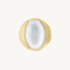 Gold Rings: Nanis Muse Gold Signet Ring with Mother of Pearl (Large)