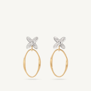Marco Bicego Marrakech Onde 18k Gold Drop Earrings with Flower Detailing