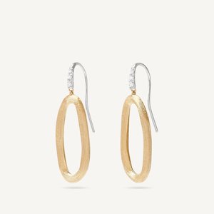 Marco Bicego Jaipur Link: Marco Bicego 18kt yellow gold link earrings with diamond set hook