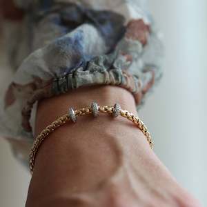 Best Sellers: Chimento Stretch Spring Bracelet (Small, 3 Disc) in 18k Rose Gold with White Diamonds