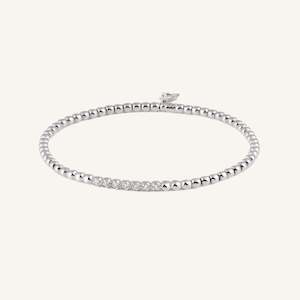 Al Coro Stretchy Bracelet in 18k White Gold with 7 Diamonds