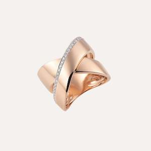 Al Coro Serenata Cross Ring Diamonds 18k Gold