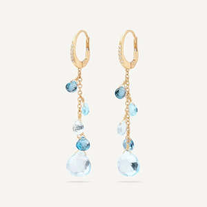 Sarahs Favourites: Marco Bicego Paradise 18K Gold Blue Topaz Earrings with Diamond Accent