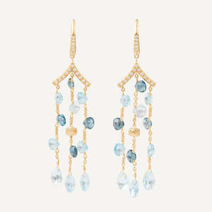 Sarahs Favourites: Marco Bicego Paradise Blue Topaz Gemstone Three-Strand Chandelier Earrings