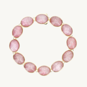 Nanis Dolcevita Muse Beaded Bracelet in Gold with Pink Quartz (Small)