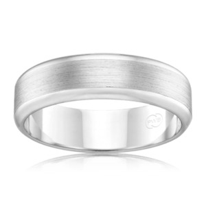 Mens Wedding Rings: Mens Wedding Ring in White Gold with Brushed Finish