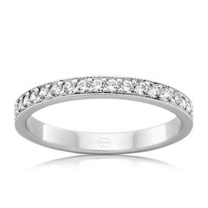 Womens Wedding Rings: Diamond Womens Wedding Ring with Milgrain Pattern