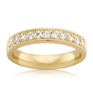 Large Milgrain Patterned Diamond Wedding Ring
