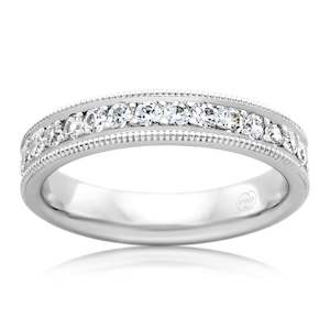 Womens Medium Milgrain Patterned Diamond Wedding Ring