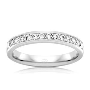 Women's Small White Gold Bead Set Diamond Wedding Ring