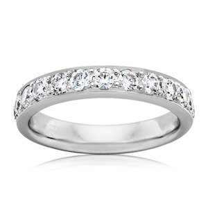 Womens Wedding Rings: Women's Medium White Gold Bead Set Diamond Wedding Ring