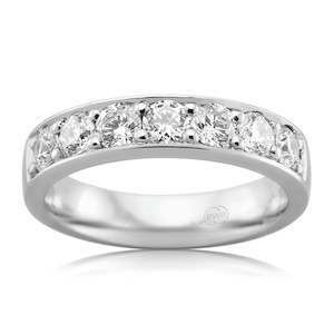 Women's Large White Gold Bead Set Diamond Wedding Ring