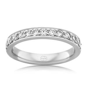 Women's Small Bead Set Diamond Wedding Ring in White Gold