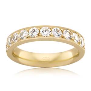 Womens Wedding Rings: Women's Large Yellow Gold Bead Set Diamond Wedding Ring