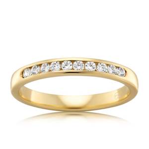 Diamond Channel Set Half Round Wedding Ring