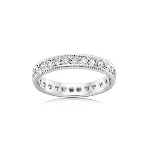 Eternity Rings: Diamond Bead Set with Milgrain Edge Eternity Ring