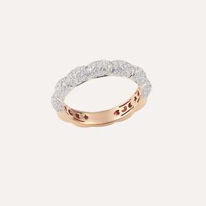 Al Coro La Piazza Rose Gold Ring with White Diamonds