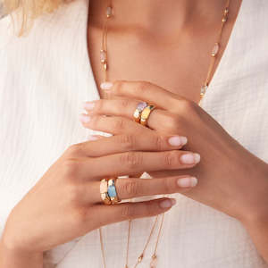 Al Coro La Piazza Ring Blue Topaz 18k Gold