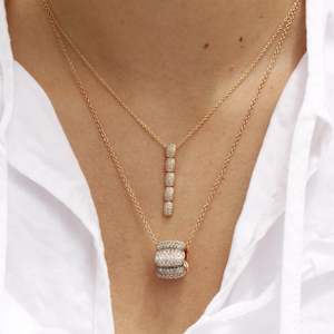 Al Coro La Piazza Necklace Brown Diamonds 18k Gold