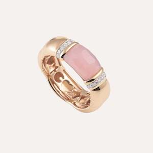Al Coro La Piazza Ring Diamond Chalcedony Pink 18k Gold