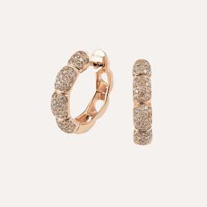 Al Coro La Piazza Earrings Brown Diamonds 18k Gold
