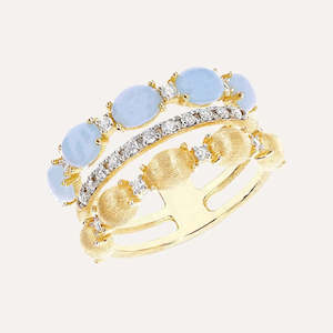 Gifts 100 201: Nanis Azure Gold, Aquamarine and Diamond Triple-Band Ring