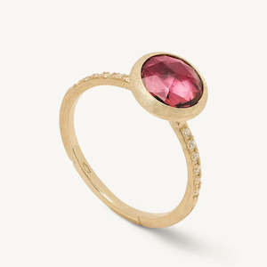 Marco Bicego Jaipur 18k Gold Pink Tourmaline Ring Mini with diamond detail