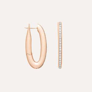 Nanis Libera Icon Small Rose Gold Oval Earrings with Diamonds