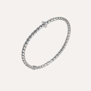 Chimento Stretch Spring Bracelet (Small, 1 Disc) in 18k White Gold with White Diamonds