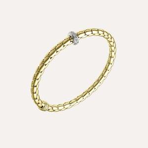 Chimento Stretch Spring Bracelet (Large, 1 Disc) in 18k Yellow and White Gold wi&hellip;