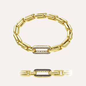 Chimento: Chimento X-Tend Bracelet (Large) in 18k Yellow Gold with White Diamonds and Black Diamonds