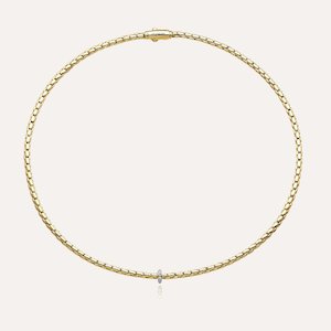 Chimento Stretch Spring Necklace (Small) in 18k Yellow and White Gold with White Diamonds